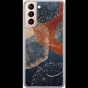 Hoesje geschikt voor Samsung Galaxy S21 - Abstract Terracotta - Soft Case - TPU - Print - Multi - ELLECHIQ