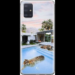 Hoesje geschikt voor Samsung Galaxy A71 - Tijger zwembad - Soft Case - TPU - Print - Multi - ELLECHIQ