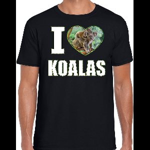 I love koalas t-shirt met dieren foto van een koala zwart voor heren - cadeau shirt koala liefhebber S