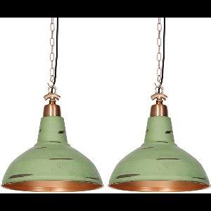 QAZQA Goliath - Retro Hanglamp - 2 stuks - Ø 345 mm - Groen - Industrieel - Woonkamer | Slaapkamer | Keuken