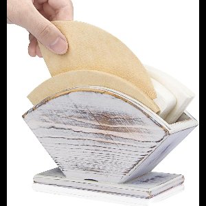 Kaffeefilterhalter Landhausstil Weiß Kiefernholz - Filtertütenhalter für Hario V60 Melitta Conical Filter Paper coffee filter paper