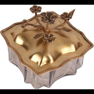 Baroque - Opberger - Deco opbergdoos koper 16 cm - 13x16x16 - Brass+glass
