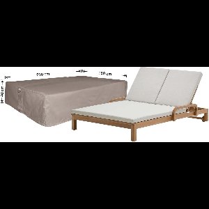 Raffles Covers Beschermhoes ligbed - 210 x 160 H: 40 cm - RSUN210160 - Waterdicht - Ademend - UV-bestendig - Elastisch rijgkoord - Beschermhoes tuinmeubelen