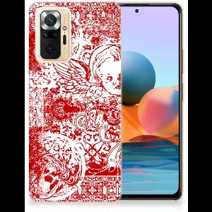 Silicone Back Case Xiaomi Redmi Note 10 Pro Angel Skull Rood