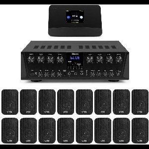 Power Dynamics multiroom geluidsinstallatie - Met 8-zone versterker, 16 speakers en DAB tuner