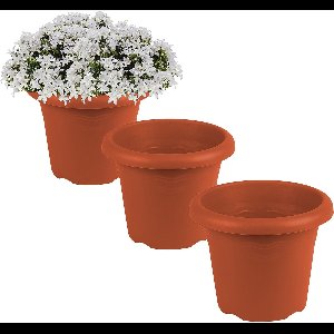 Hega Hogar Plantenbak - 6x - Terra cotta - kunststof - D18 x H14 cm - Plantenbakken/bloembakken voor buiten