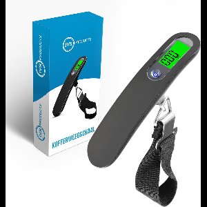 Digitale kofferweegschaal - Bagageweegschaal tot 50KG - Hangweegschaal - Inclusief batterij - Tarra functie - Zwart