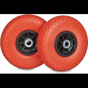 GTB® Steekwagenwielen - Steekwagen - Luchtband Rubber - Rood en Zwart - 9cm x 26cm x 26cm