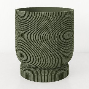 Dastium Home - Bloempot voor binnen - Groen gestreepte plantenpot van bio plastic - Ø12 cm