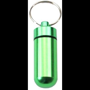 Pillendoosje I Aluminium Pillenkoker I Medicijn Doosje I Pil Box I Sleutelhanger | Waterdicht I 5 x 1.5 CM I Groen