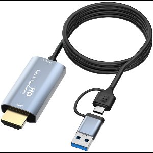 HDMI Male naar USB-C + USB 3.0 Video Capture Card - 4K input – 1080p opname en streaming adapter kabel voor OBS, PS5, YouTube - 2 meter - grijs