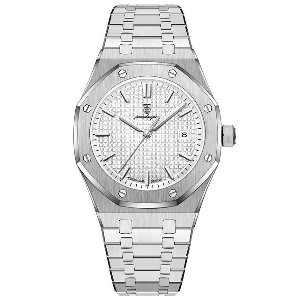 Selevie Horloge AP Royal – Zilverkleurig met witte wijzerplaat - luxe en comfort - Herenmodel - Schakelband