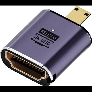 Micro HDMI Male naar HDMI 2.1 Female - 8K 60Hz - compacte adapter kabel connector - voor o.a. monitor en laptop - grijs
