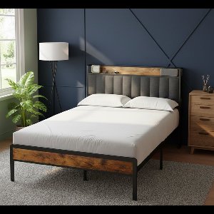 Tweepersoons Bed 140x200 – Gestoffeerd Bed met Opbergruimte, Sterk Metalen Frame, Houten Lattenbodem, Comfortabel & Geluidsstil – Modern Design – Donkergrijs – House&Garden