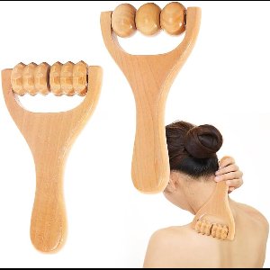 longziming -Houten Massage Roller Set – Ergonomisch Gebogen Ontwerp– Natuurlijk Materiaal– Spierontspanning voor Sport & Dagelijks Gebruik– 2stuks