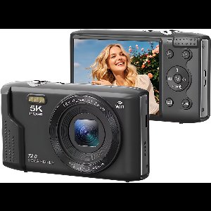 Compacte Digitale Camera 5K 72MP – Vlog & YouTube Camera met 2,8 inch LCD-Scherm, 16x Digitale Zoom, Vintage Fotografie, Zonder Geheugenkaart, Video Recorder, Fotocamera voor Beginners, Reizen & Content Creators – Zwart