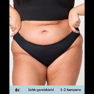 Moodies menstruatie zwemkleding - Basic slip - licht-gemiddeld kruisje - Zwart - maat XXL
