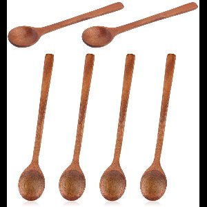 6 stuks kleine houten lepels, 17 cm gladde honinglepel, houten theelepel, dessertlepels voor koken, serveren, roeren, koffie, thee, honing, suiker, pot, kruiden, keukenbenodigdheden
