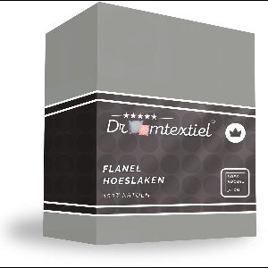 Droomtextiel Hoeslaken Flanel Premium Grijs - 180x200 cm - Super Zacht en Warm