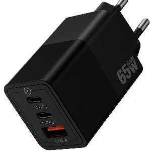 Sounix Snellader USB-C 65W - 3 Poorten Snellader - Usb Stekker - Usb Oplader - GaN oplader - 2x USB-C PD - 1x USB-A PD - Zwart