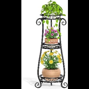 Hoge Metalen Plantenstandaard met 3 Lagen voor Binnen en Buiten