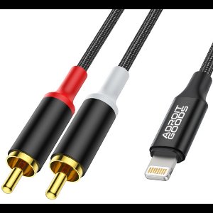 AdroitGoods RCA Audiokabel geschikt voor Apple Lightning - 1m - Lightning Mannelijk naar 2 RCA Mannelijk Stereo Audioconverter Y-Splitterkabel - Zuivere Geluidsoverdracht, Professionele Opbouw