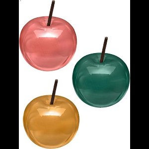 Atmosphera Créateur d'intérieur® | keramiek appel | set van 3 | rood geel groen | 9 x 7 cm | zomer decoratie