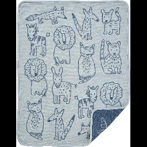 Klippan BUDDIES - Katoenen Babydeken - Blauw - 70x90