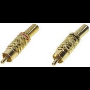 TRU COMPONENTS 1601054 Cinch-connector Stekker, recht Aantal polen: 2 Mono Rood, Zwart 2 stuk(s)