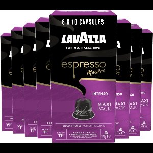 Lavazza Espresso Intenso Koffiecups - 80 Aluminium Cups - Koffie Blend van Arabica & Robusta - Intensiteit: 11/13 - 8 x 10 Capsules - Geschikt voor Nespresso