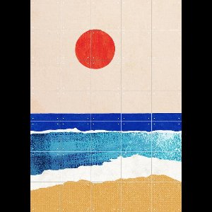 IXXI Ocean Sunrise, Henry Rivers - 100 x 140 cm - Gratis ophangtool - Grote wanddecoratie en posters - Geometrische Kunst, Minimalistisch, Grafisch