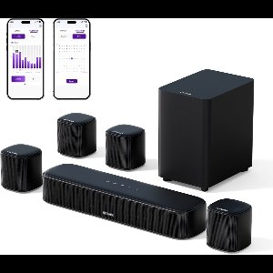 ULTIMEA Aura A40 7.1 Soundbar met App-Bediening, Subwoofer en 4 Surround-Luidsprekers – Zwart