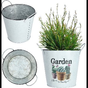 KADAX Metalen bloempot, retrostijl, bloempot voor orchideeën, kruiden, geraniums, bloembak, diameter 14 cm, met handgrepen