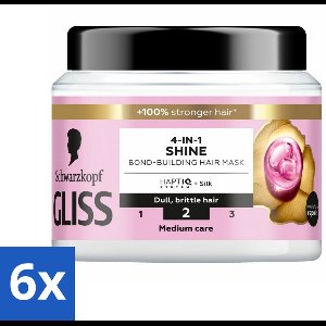 Gliss - Haarmasker - 4in-1 Hair Mask - Voor Zijdezacht en Glanzend Haar - 400 ml - Voordeelverpakking - 6 stuks
