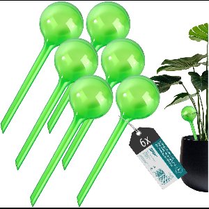 Sillar, waterdruppelaar voor planten, set 6 stuck, druppelsysteem, waterbol voor kamerplanten, 250ml, 24cm, L, groen
