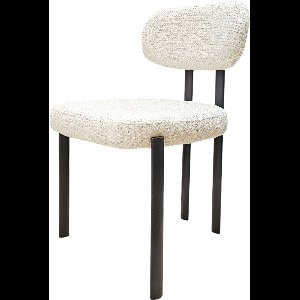 Maizu - Design Eetkamerstoel Verto - Set van 4 - Zwart Metalen Frame & Crèmekleurige Teddy Stof