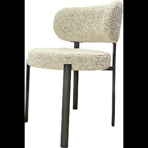 Maizu - Design Eetkamerstoel Nexus - Set van 6 - Zwart Metalen Frame & Crèmekleurige Bouclé Stof