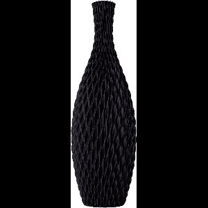 Slimprint Vaas AQUA, Mat Zwart, D19,5 x H60 cm, Slanke Vaas met Golvend Design, Gemaakt van Gerecycled Biokunststof van Fruitverpakkingen