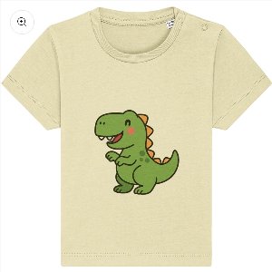 Kinder t-shirt - blije dino - geel - 6-12 maanden