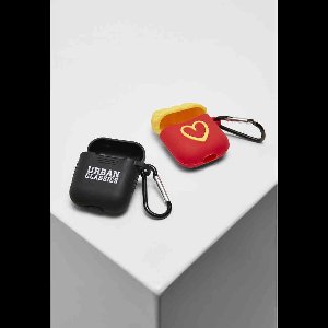 Urban Classics - 2-Pack Hoesje voor oordopjes - Zwart/Geel