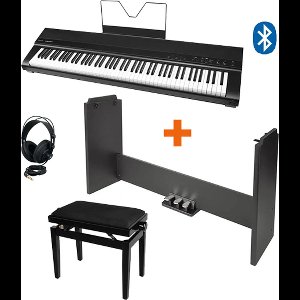 Digitale Piano Medeli SP201+ met onderstel en bank + Koptelefoon Zwart