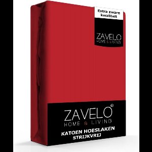 Zavelo Hoeslaken Katoen Strijkvrij Rood-Lits-jumeaux (160x200 cm) - Hoogwaardige Kwaliteit - Rondom Elastisch - Perfecte Pasvorm