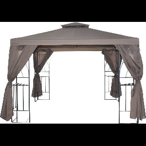 Luxe Partytent / Tuinpaviljoen 3x3m | Graciosa | 100% Waterdicht | Met Zijpanelen | Met schapjes | Stevig PVC gecoat Doek 270g/m² | Taupe | Overkapping voor Tuin of Terras