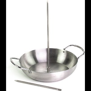 Yakiniku - BBQ Accessoires Grillschaal met 2 Spiezen - BBQ Accessoire Kamado - Roestvast Staal - Zilver - Kebab Grill -