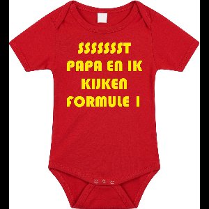 Rompertjes baby - papa en ik kijken formule 1 - baby kleding met tekst - kraamcadeau jongen - maat 80 rood