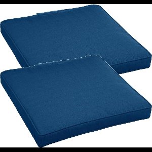 Set van 4x stuks stoelkussens voor binnen/buiten blauw 40 x 40 x 4 cm - Water en UV bestendig