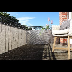 Videx Balkonscherm 90 x 300 cm,  V 12443, platina, vv ogen rondom. nu met gratis spanrubbers