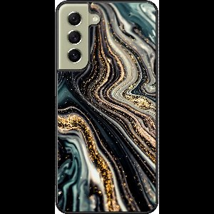 Leuke Telefoonhoesjes - Hoesje geschikt voor Samsung Galaxy S21 FE - Marmer swirl - Backcover zwart - Marmer - Multi