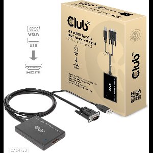 club3D CAC-1720 HDMI / USB / VGA Adapter [2x VGA-stekker, USB-stekker - 1x HDMI-bus] Zwart Met USB, Schroefbaar, Vergul