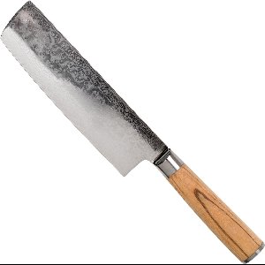 Eden Sugoi Olive 2090-116 Nakiri 17cm, Japans Groentemes, Olijfhouten Handgreep, Mes voor Groenten en Kruiden